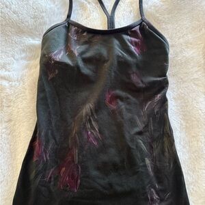 Lululemon Athletica Black Floral Tank Top